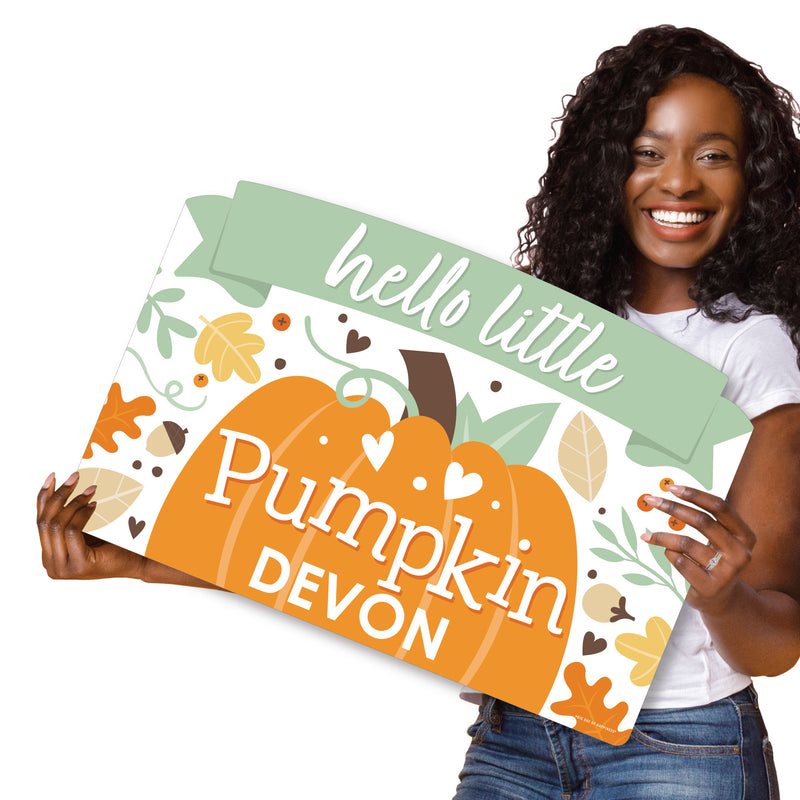 Little Pumpkin - Fall Birthday Party or Baby Shower Yard Sign Lawn Decorations - Personalized Hello Little Pumpkin Party Yardy Sign