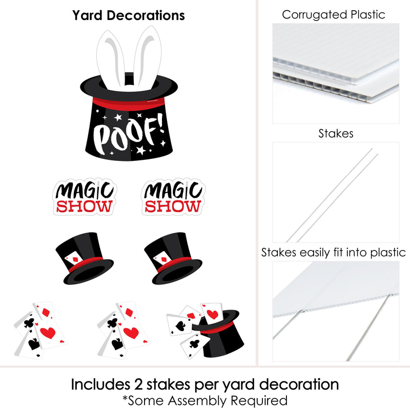 Ta-Da, Magic Show - Yard Sign and Outdoor Lawn Decorations - Magical Birthday Party Yard Signs - Set of 8