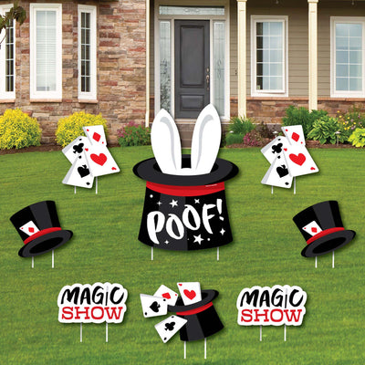 Ta-Da, Magic Show - Yard Sign and Outdoor Lawn Decorations - Magical Birthday Party Yard Signs - Set of 8