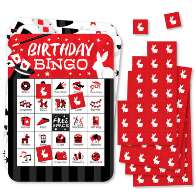 Ta-Da, Magic Show - Picture Bingo Cards and Markers - Magical Birthday Party Bingo Game - Set of 18