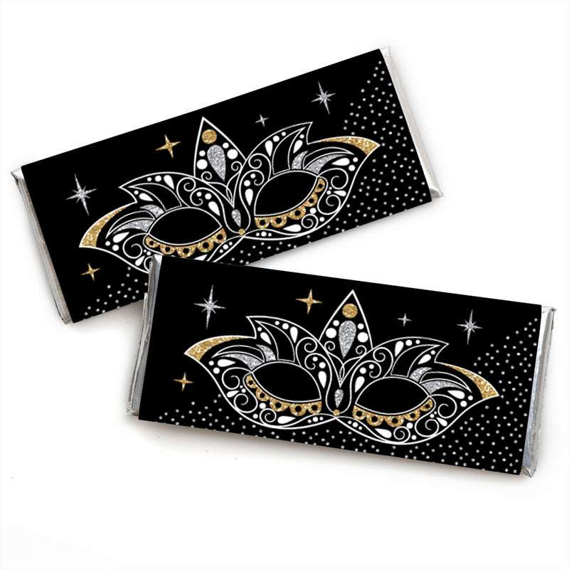 Masquerade - Candy Bar Wrapper Venetian Mask Party Favors - Set of 24