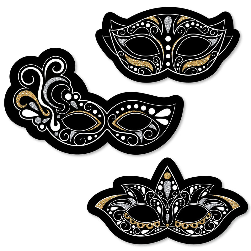 Masquerade - DIY Shaped Venetian Mask Party Cut-Outs - 24 Count