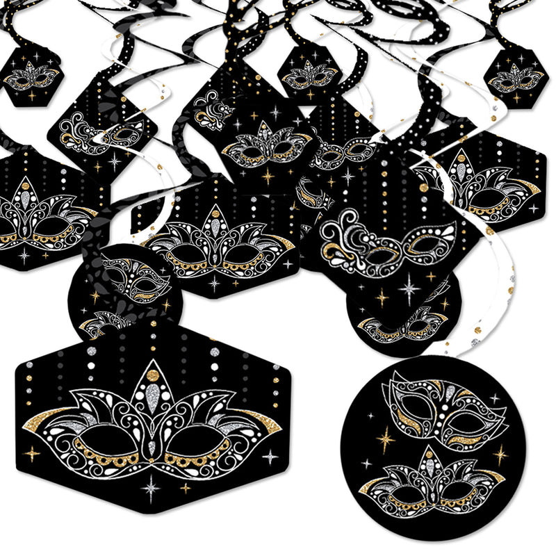 Masquerade - Venetian Mask Party Hanging Decor - Party Decoration Swirls - Set of 40