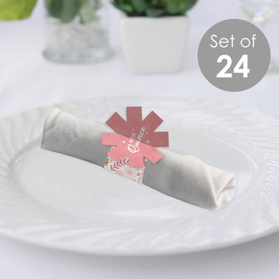Mis Quince Anos - Quinceanera Sweet 15 Birthday Party Paper Napkin Holder - Napkin Rings - Set of 24