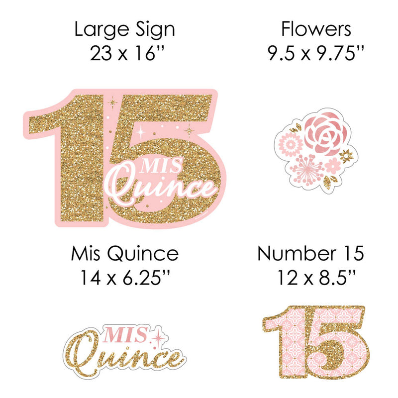 Mis Quince Anos - Yard Sign and Outdoor Lawn Decorations - Quinceanera Sweet 15 Birthday Party Yard Signs - Set of 8