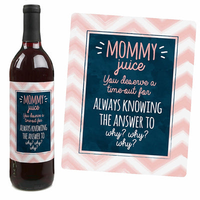 Mommy's Time-Out - Decorations for Women - Wine Bottle Label Gifts for Mom - Set of 4