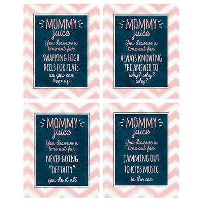 Mommy's Time-Out - Decorations for Women - Wine Bottle Label Gifts for Mom - Set of 4