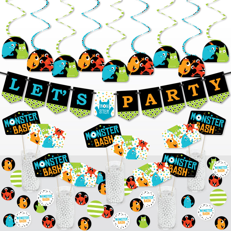 Monster Bash - Little Monster Birthday Party or Baby Shower Supplies Decoration Kit - Decor Galore Party Pack - 51 Pieces