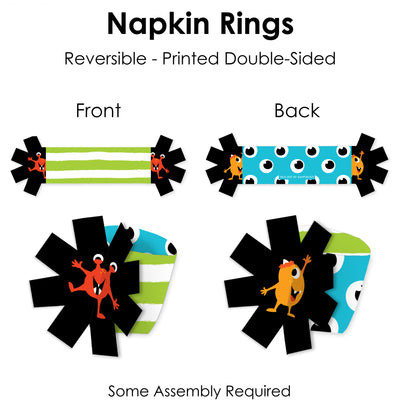 Monster Bash - Little Monster Birthday Party or Baby Shower Paper Napkin Holder - Napkin Rings - Set of 24