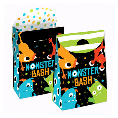 Monster Bash - Little Monster Birthday or Baby Shower Gift Favor Bags - Party Goodie Boxes - Set of 12
