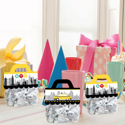 NYC Cityscape - DIY New York City Party Clear Goodie Favor Bag Labels - Candy Bags with Toppers - Set of 24