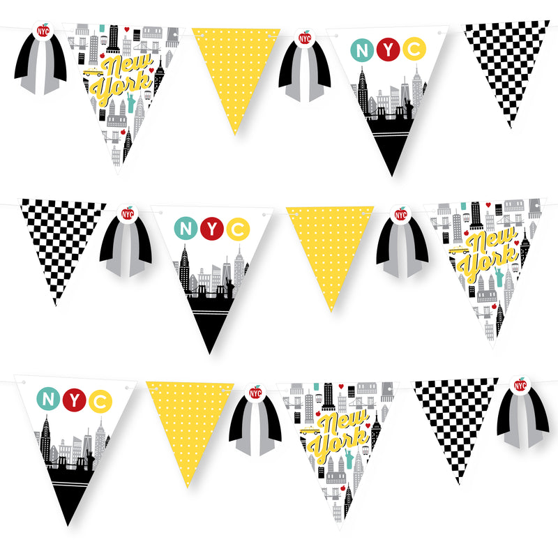 NYC Cityscape - DIY New York City Party Pennant Garland Decoration - Triangle Banner - 30 Pieces