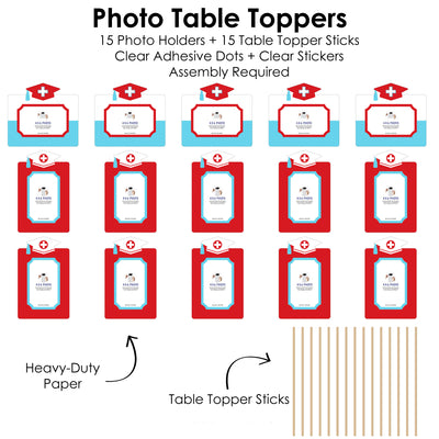 Nurse Graduation - Medical Nursing Graduation Party Picture Centerpiece Sticks - Photo Table Toppers - 15 Pieces