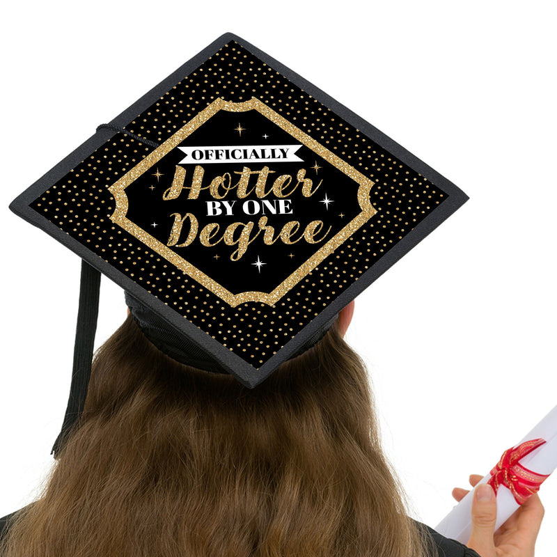Officially Hotter By One Degree - College Graduation Cap Decorations Kit - Grad Cap Cover