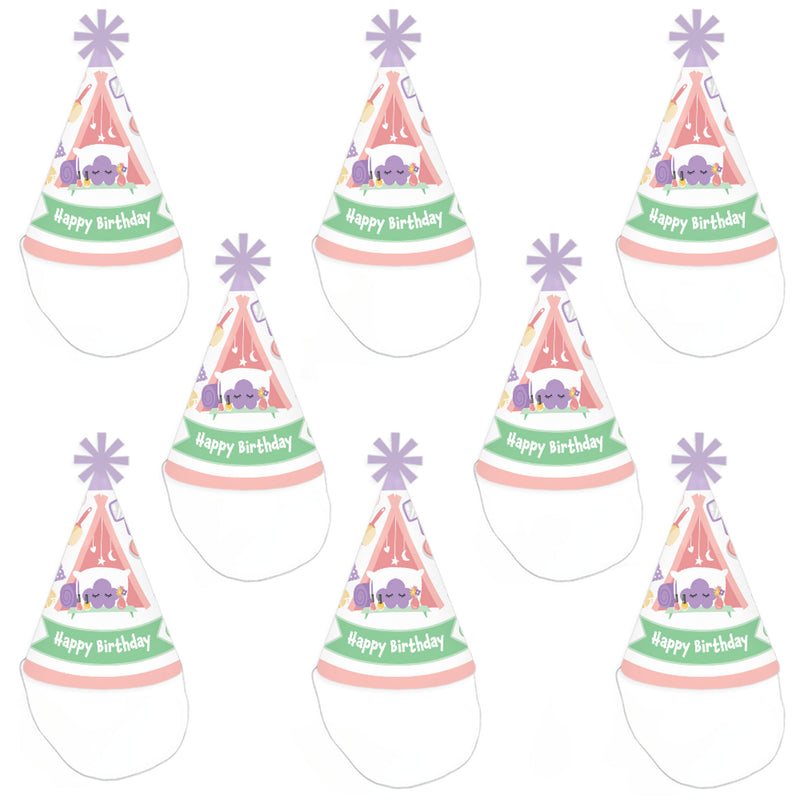 Pajama Slumber Party - Cone Happy Birthday Party Hats for Kids and Adults - Set of 8 (Standard Size)