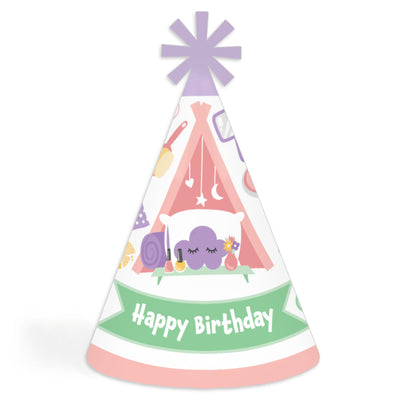 Pajama Slumber Party - Cone Happy Birthday Party Hats for Kids and Adults - Set of 8 (Standard Size)