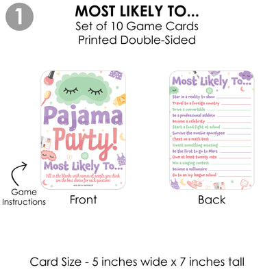 Pajama Slumber Party - 4 Girls Sleepover Birthday Party Games - 10 Cards Each - Gamerific Bundle