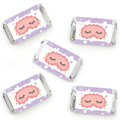 Pajama Slumber Party - Mini Candy Bar Wrapper Stickers - Girls Sleepover Birthday Party Small Favors - 40 Count
