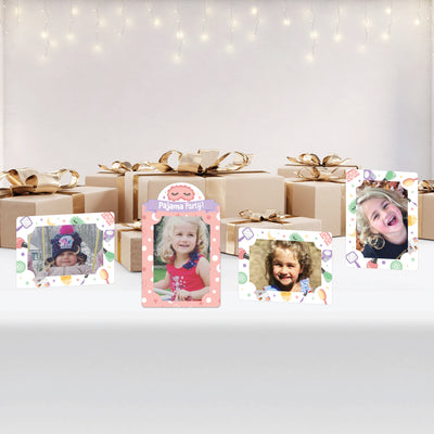 Pajama Slumber Party - Girls Sleepover Birthday Party 4x6 Picture Display - Paper Photo Frames - Set of 12