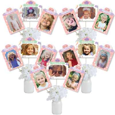 Pajama Slumber Party - Girls Sleepover Birthday Party Picture Centerpiece Sticks - Photo Table Toppers - 15 Pieces
