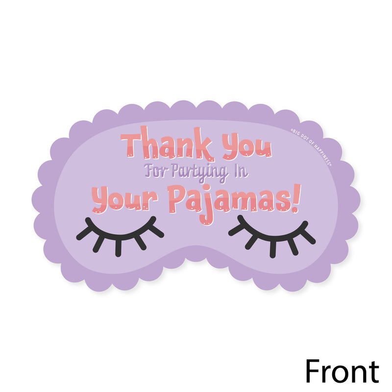 Pajama Slumber Party - Shaped Thank You Cards - Girls Sleepover Birthday Party Thank You Note Cards with Envelopes - Set of 12