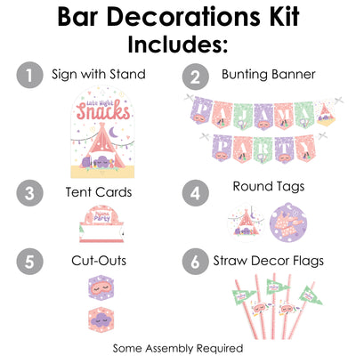 Pajama Slumber Party - DIY Girls Sleepover Birthday Party Signs - Snack Bar Decorations Kit - 50 Pieces