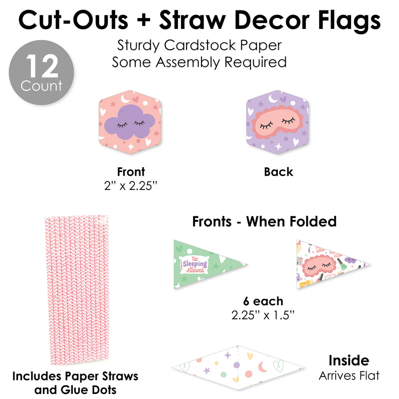 Pajama Slumber Party - DIY Girls Sleepover Birthday Party Signs - Snack Bar Decorations Kit - 50 Pieces