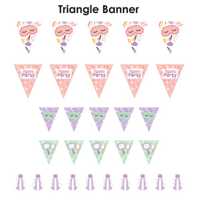 Pajama Slumber Party - DIY Girls Sleepover Birthday Party Pennant Garland Decoration - Triangle Banner - 30 Pieces