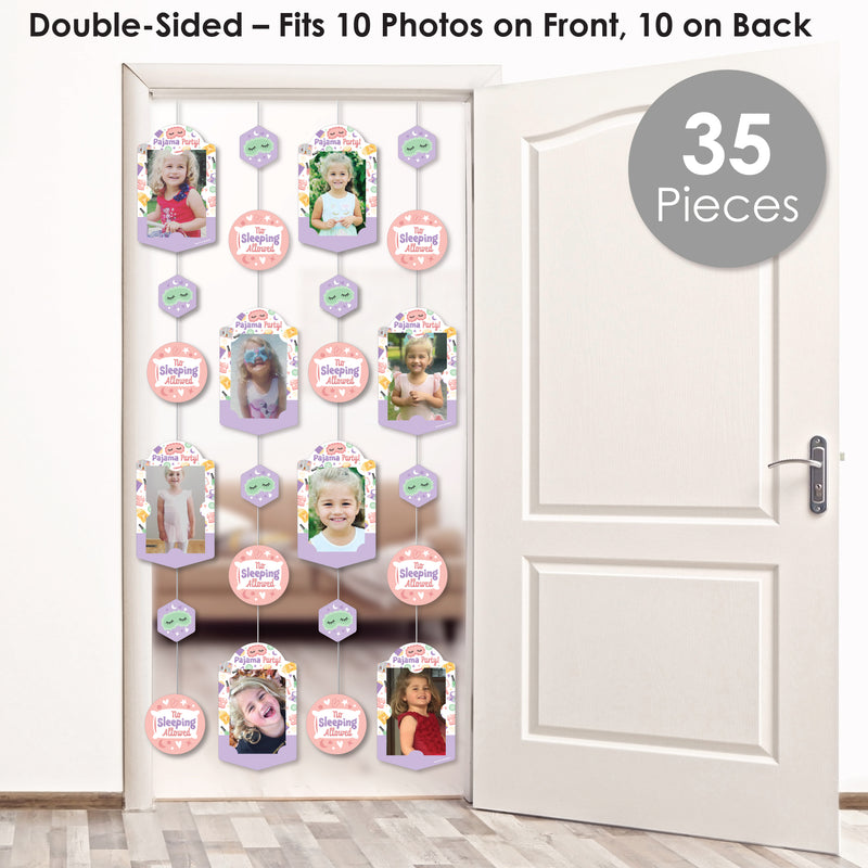 Pajama Slumber Party - Girls Sleepover Birthday Party DIY Backdrop Decor - Hanging Vertical Photo Garland - 35 Pieces