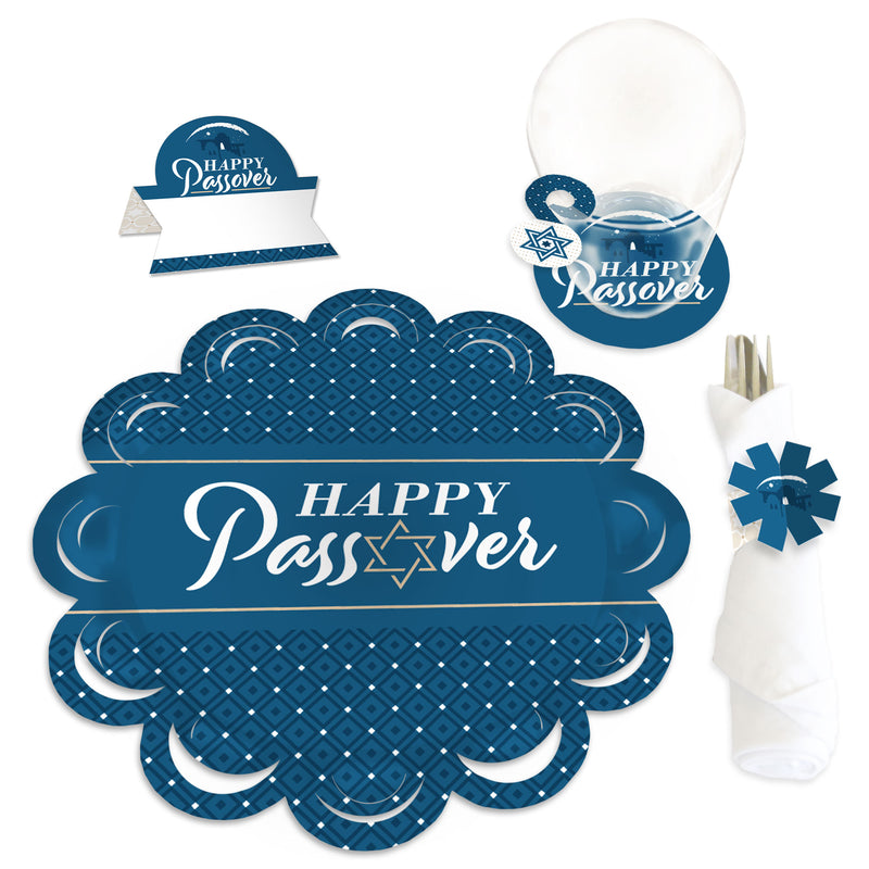 Happy Passover - Pesach Jewish Holiday Party Paper Charger and Table Decorations - Chargerific Kit - Place Setting for 8