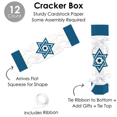 Happy Passover - No Snap Pesach Jewish Holiday Party Table Favors - DIY Cracker Boxes - Set of 12