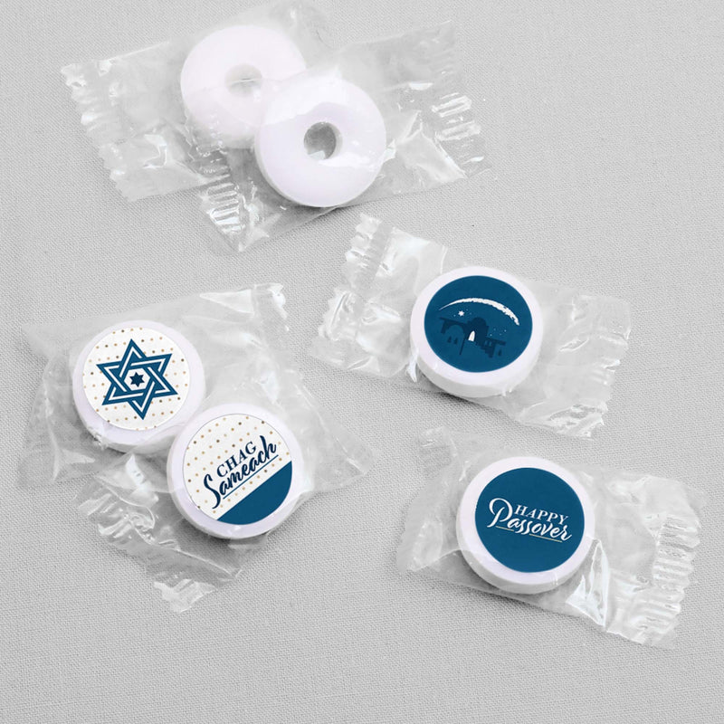 Happy Passover - Pesach Jewish Holiday Party Round Candy Sticker Favors - Labels Fit Hershey&