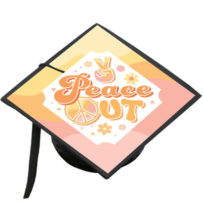 Peace Out - Groovy Hippie Graduation Cap Decorations Kit - Grad Cap Cover
