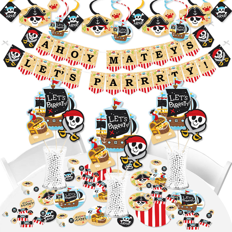 Pirate Ship Adventures - Skull Birthday Party Supplies - Banner Decoration Kit - Fundle Bundle