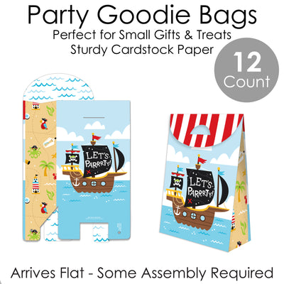 Pirate Ship Adventures - Skull Birthday Gift Favor Bags - Party Goodie Boxes - Set of 12