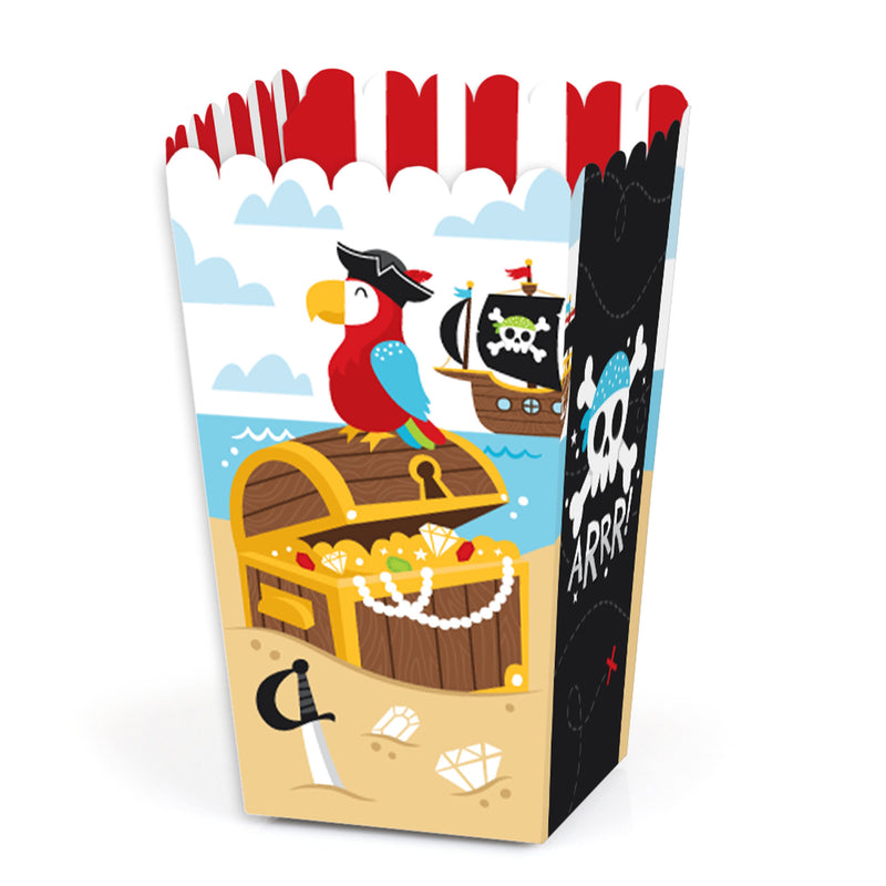 Pirate Ship Adventures - Skull Birthday Party Favor Popcorn Treat Boxes - Set of 12