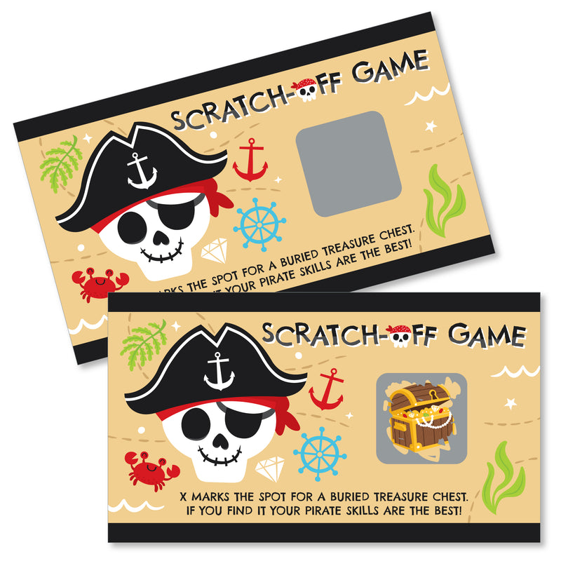 Pirate Ship Adventures - Skull Birthday Party Game Scratch Off Cards - 22 Count