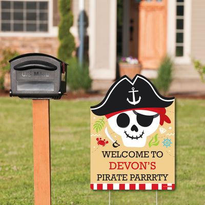 Pirate Ship Adventures - Party Decorations - Skull Birthday Party Personalized Welcome Yard Sign