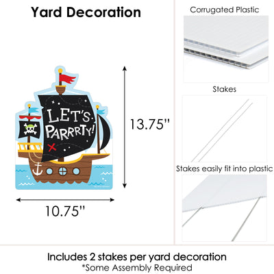 Pirate Ship Adventures - Outdoor Lawn Sign - Skull Birthday Party Yard Sign - 1 Piece
