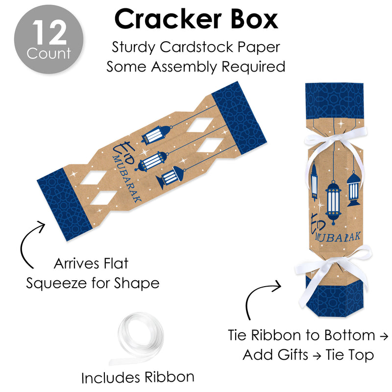 Ramadan - No Snap Eid Mubarak Party Table Favors - DIY Cracker Boxes - Set of 12
