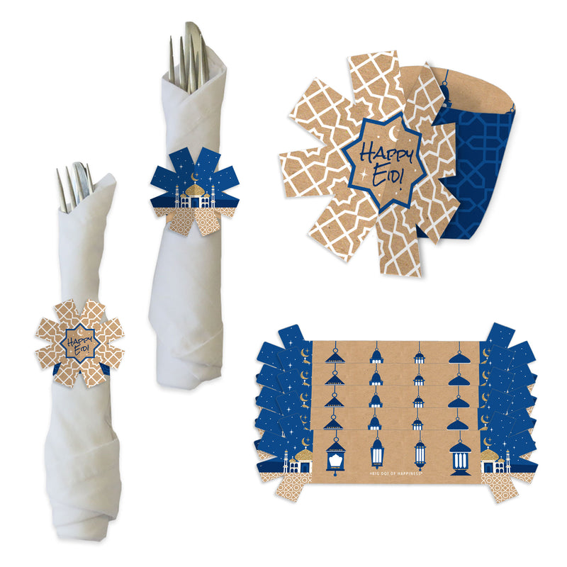 Ramadan - Eid Mubarak Party Paper Napkin Holder - Napkin Rings - Set of 24