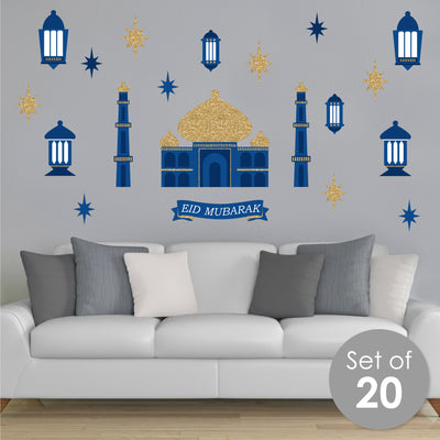 Ramadan - Peel and Stick Eid Mubarak Vinyl Wall Art Stickers - Wall Decals - Set of 20