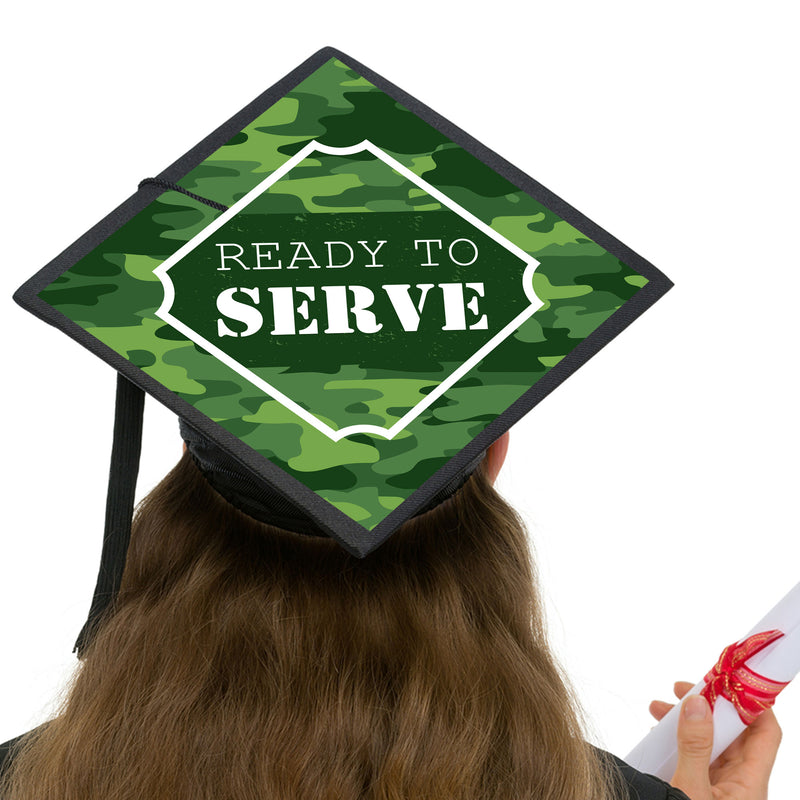 Ready to Serve - Military Camo Graduation Cap Decorations Kit - Grad Cap Cover