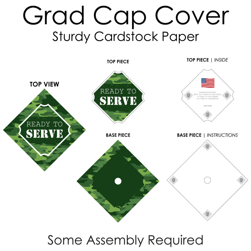 Ready to Serve - Military Camo Graduation Cap Decorations Kit - Grad Cap Cover