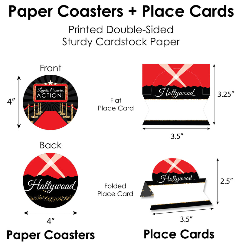 Red Carpet Hollywood - Movie Night Party Paper Charger and Table Decorations - Chargerific Kit - Place Setting for 8