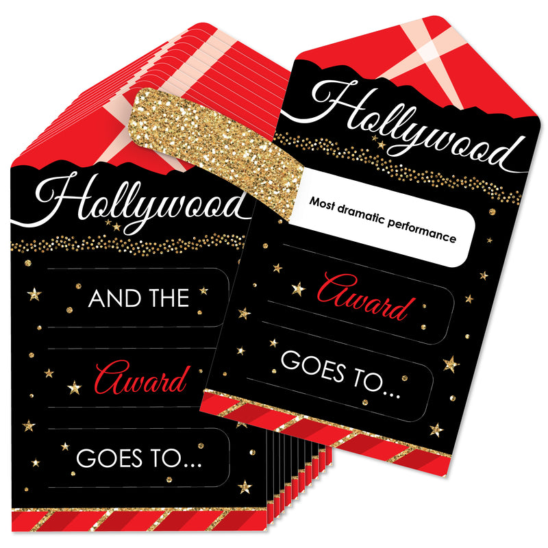 Red Carpet Hollywood - Movie Night Party Game Pickle Cards - Award Pull Tabs - Set of 12