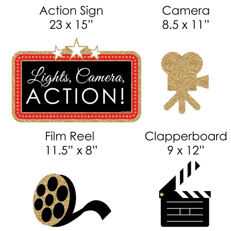 Red Carpet Hollywood - Yard Sign & Outdoor Lawn Decorations - Movie Night Party Yard Signs - Set of 8