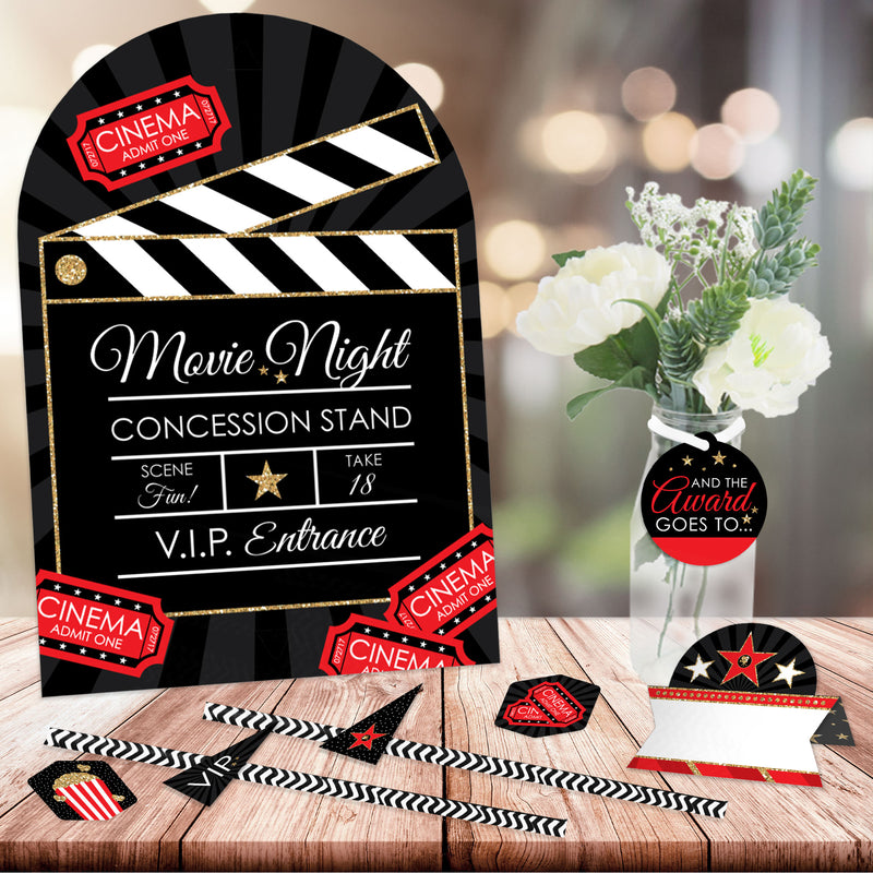 Red Carpet Hollywood - DIY Movie Night Party Concession Signs - Snack Bar Decorations Kit - 50 Pieces