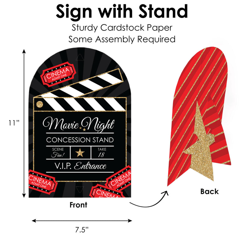 Red Carpet Hollywood - DIY Movie Night Party Concession Signs - Snack Bar Decorations Kit - 50 Pieces
