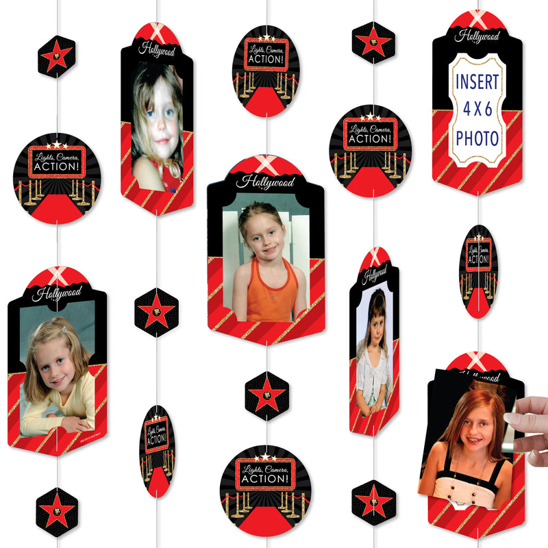 Red Carpet Hollywood - Movie Night Party DIY Backdrop Decor - Hanging Vertical Photo Garland - 35 Pieces